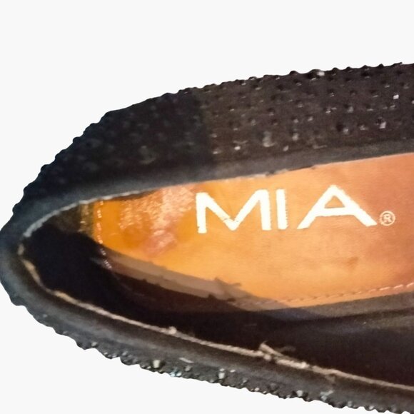 MIA Black Rhinestone Studded Flat Loafers Size 9 - Picture 5 of 8